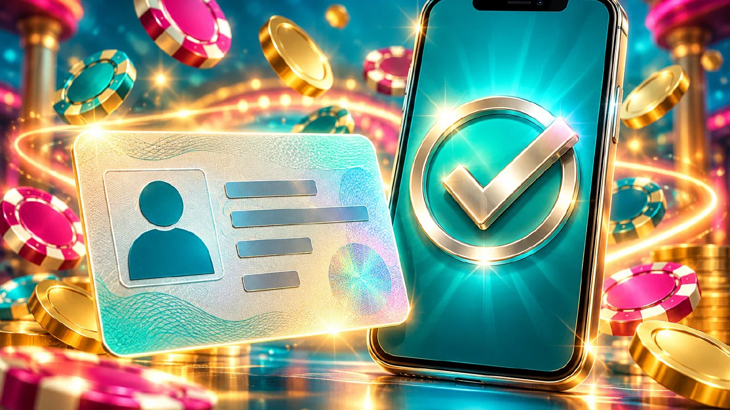 Documento de identidad junto a un teléfono con una marca de verificación platino